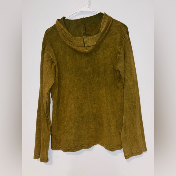 Jayli Olive Green Hoodie with Purple Peace Sign - Picture 2 of 3